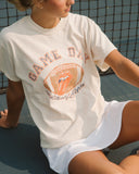 Rolling Stones Gameday (navy) Football Lick Off White Thrifted Tee - shoplivylu