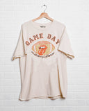 Rolling Stones Gameday (orange/black) Football Lick Off White Thrifted Tee - shoplivylu
