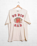 Rolling Stones Go Big Red Nebraska Football Lick Off White Thrifted Tee - shoplivylu