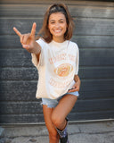 Rolling Stones Hook 'Em Horns Football Lick Off White Thrifted Tee - shoplivylu