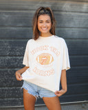 Rolling Stones Hook 'Em Horns Football Lick Off White Thrifted Tee - shoplivylu