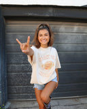 Rolling Stones Hook 'Em Horns Football Lick Off White Thrifted Tee - shoplivylu