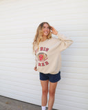 Rolling Stones Huskers Football Lick Sand Thrifted Sweatshirt - shoplivylu