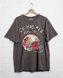 Rolling Stones Huskers Helmet Lick Charcoal Thrifted Tee - shoplivylu