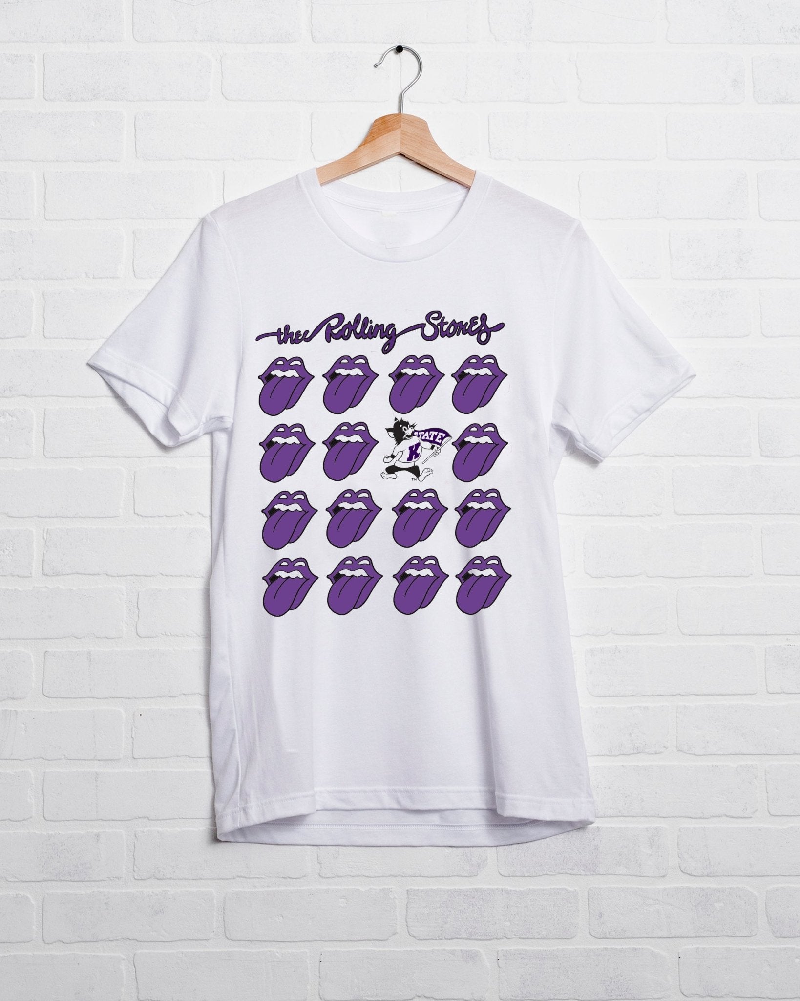 Rolling Stones Kansas State Multi Lick White Tee - shoplivylu