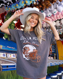 Rolling Stones Longhorns Helmet Lick Charcoal Thrifted Tee - shoplivylu