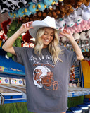 Rolling Stones Longhorns Helmet Lick Charcoal Thrifted Tee - shoplivylu