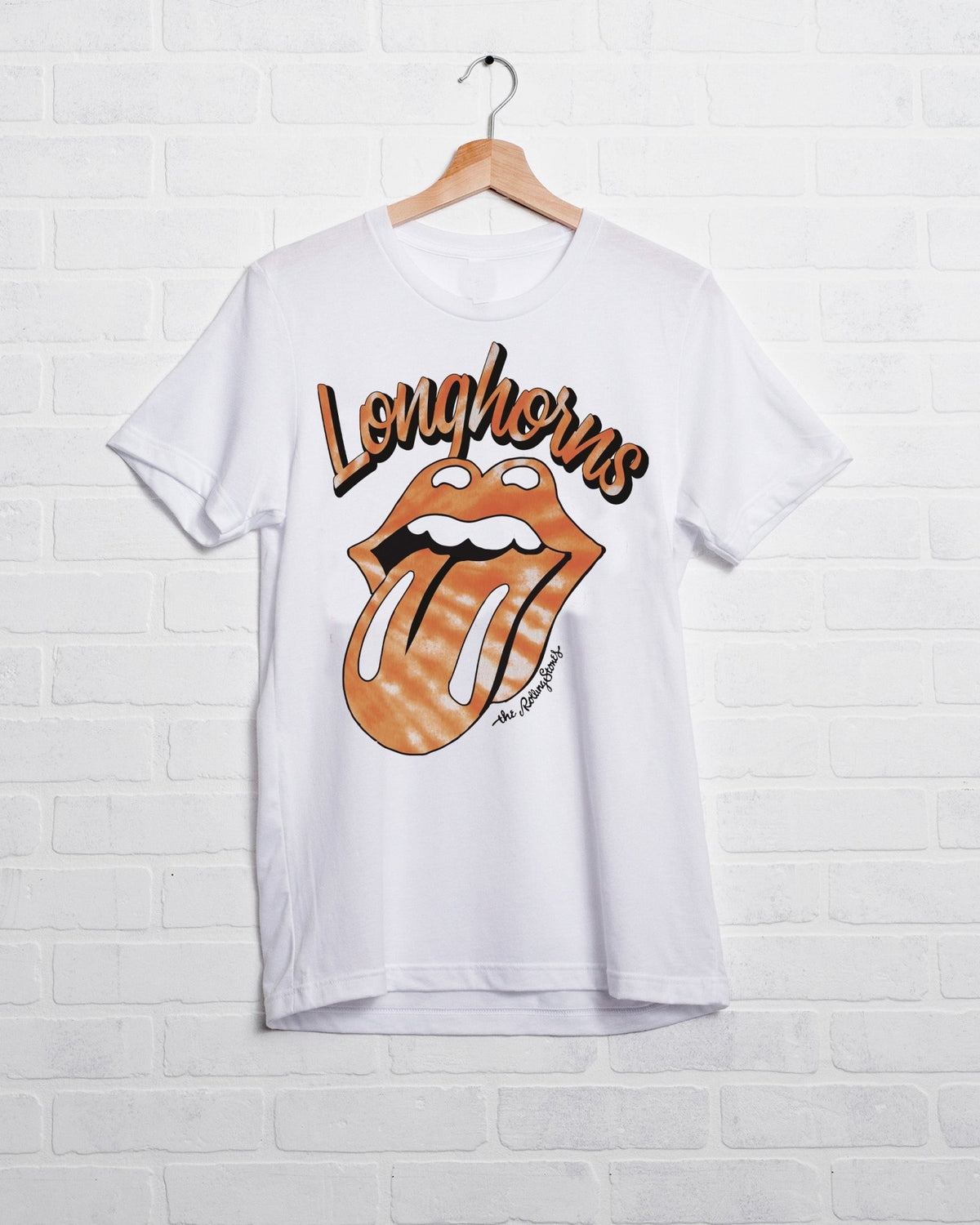 Rolling Stones Longhorns Tie Dye Lick White Tee - shoplivylu