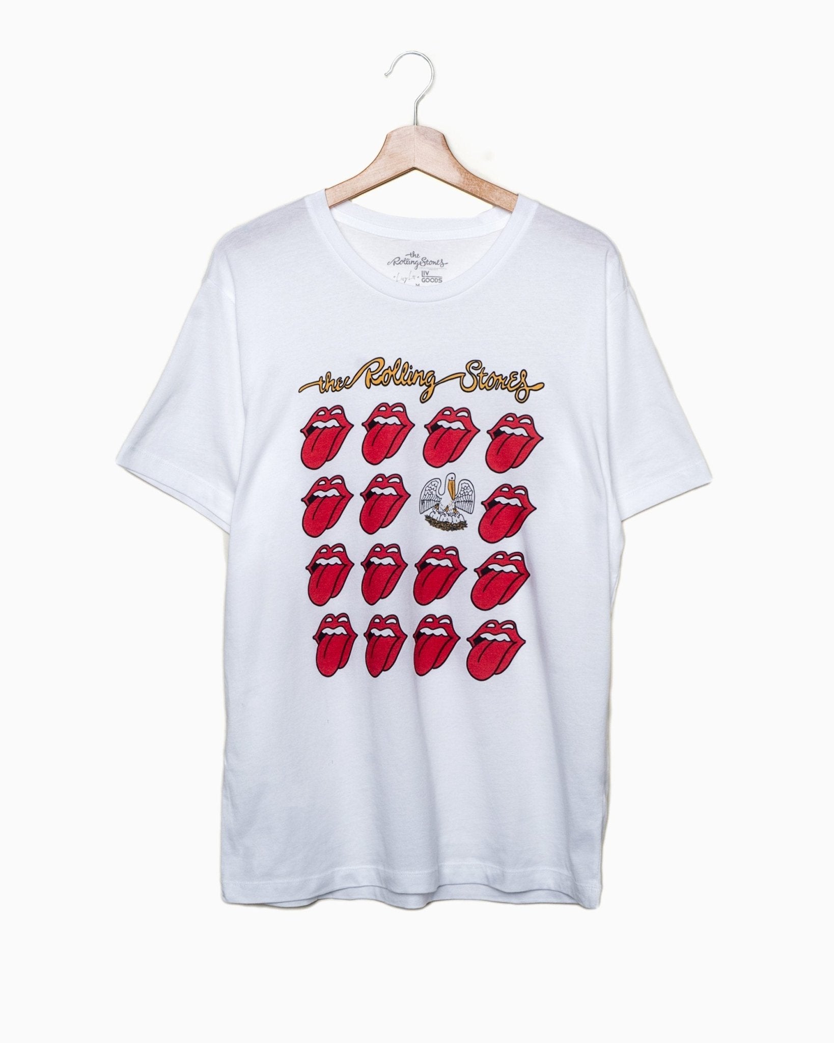 Rolling Stones Louisiana Flag Multi Lick White Tee - shoplivylu