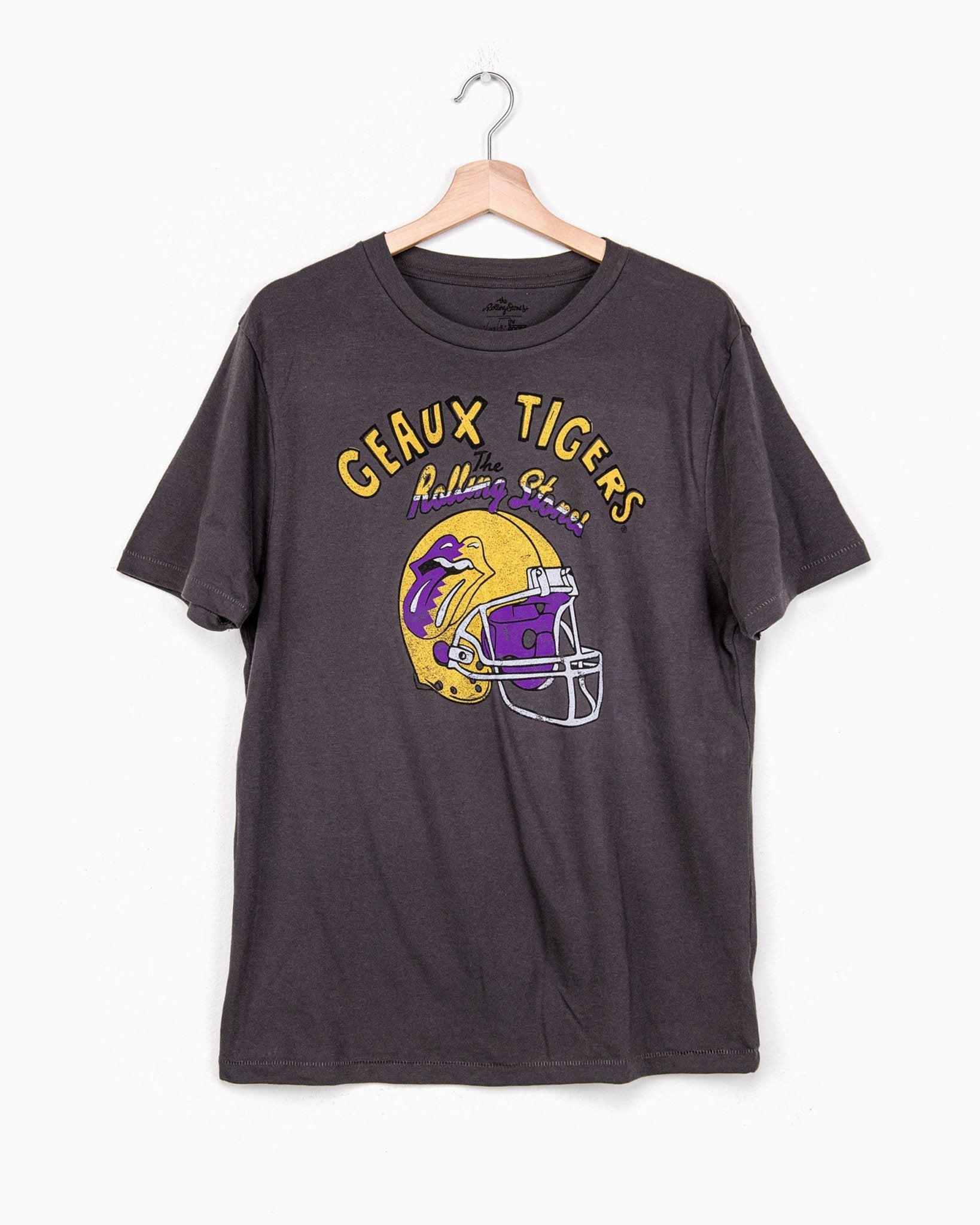Rolling Stones LSU Helmet Lick Dark Gray Tee (4525159776359)