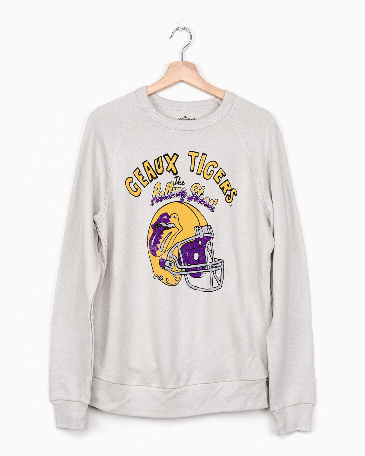 Rolling Stones LSU Helmet Lick Gray Champ Terry Sweatshirt (4525160923239)