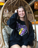Rolling Stones LSU Tigers Baseball Diamond Black Thrifted Sweatshirt - shoplivylu