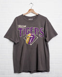 Rolling Stones LSU Tigers Baseball Diamond Off Black Thrifted Tee - shoplivylu