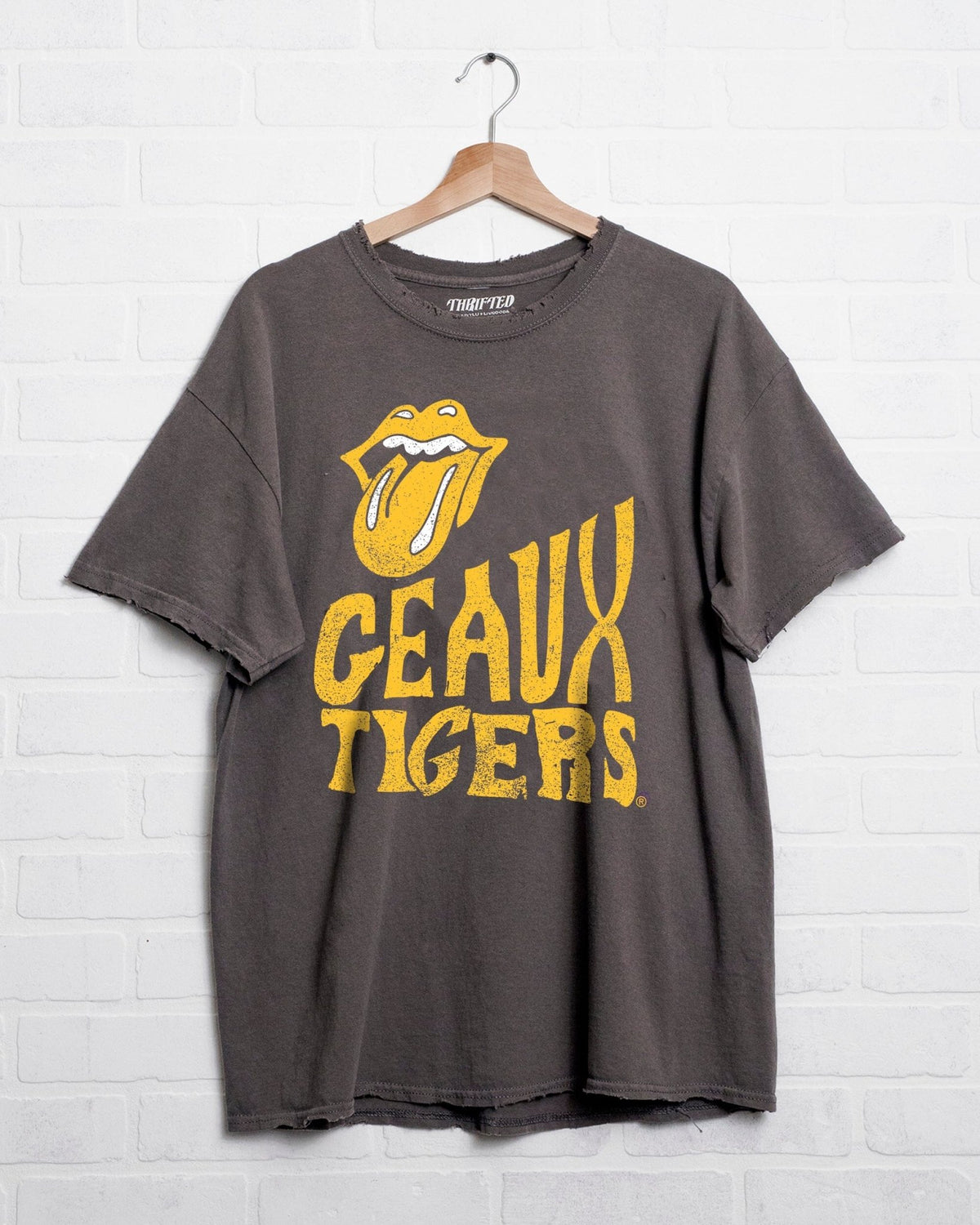 Rolling Stones LSU Tigers Dazed Charcoal Thrifted Tee