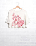 Rolling Stones Nebraska Go Big Red Malibu Puff Ink White Cropped Tee