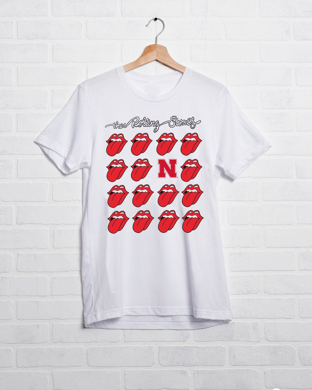 Rolling Stones Nebraska Huskers Multi Lick White Tee