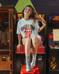 Rolling Stones New Orleans Flag Rocker White Tee - shoplivylu