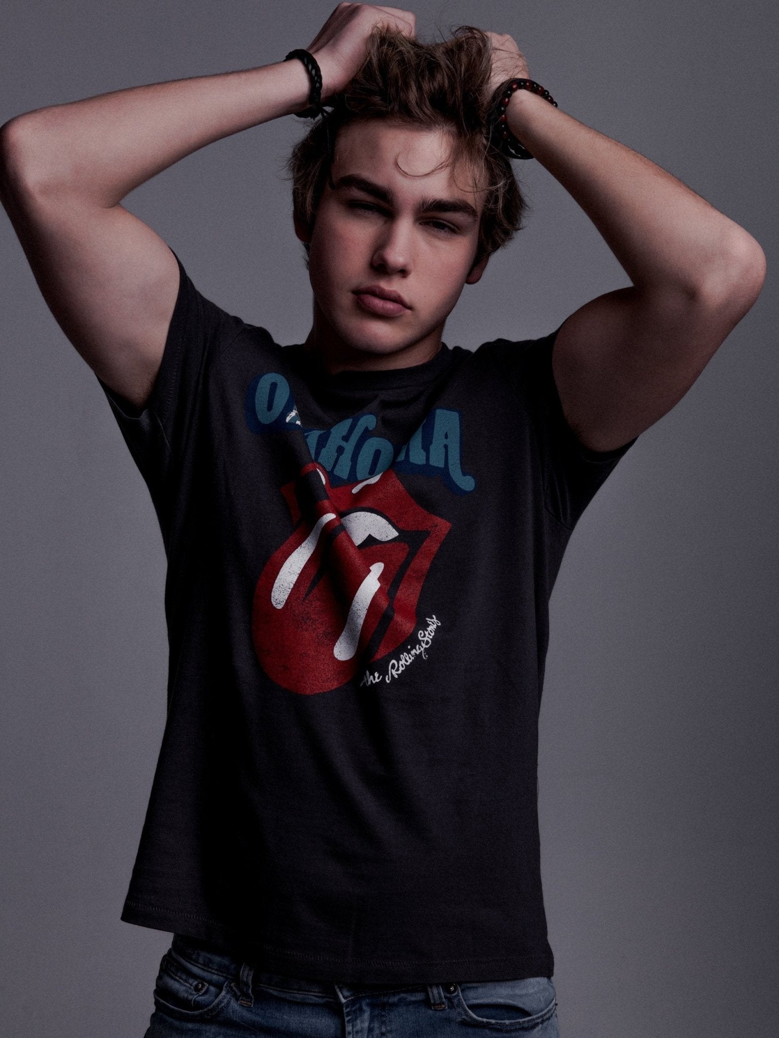 Rolling Stones Oklahoma Flag Rocker Off Black Tee (4462444642407)