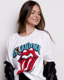 Rolling Stones Oklahoma Flag Rocker White Tee - shoplivylu