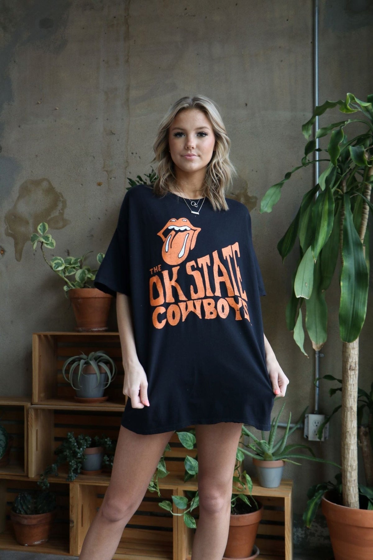 Rolling Stones OSU Cowboys Dazed Black Thrifted Tee