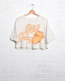 Rolling Stones OSU Cowboys Malibu Puff Ink White Cropped Tee
