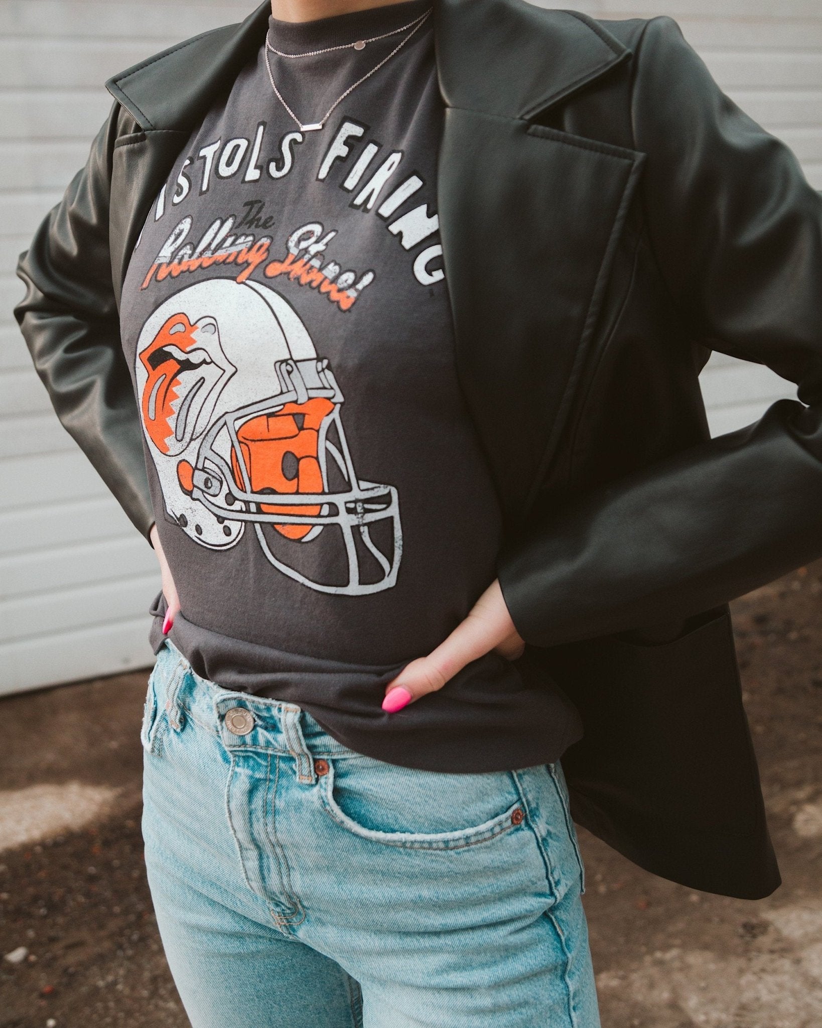 Rolling Stones OSU Helmet Lick Dark Gray Tee - shoplivylu