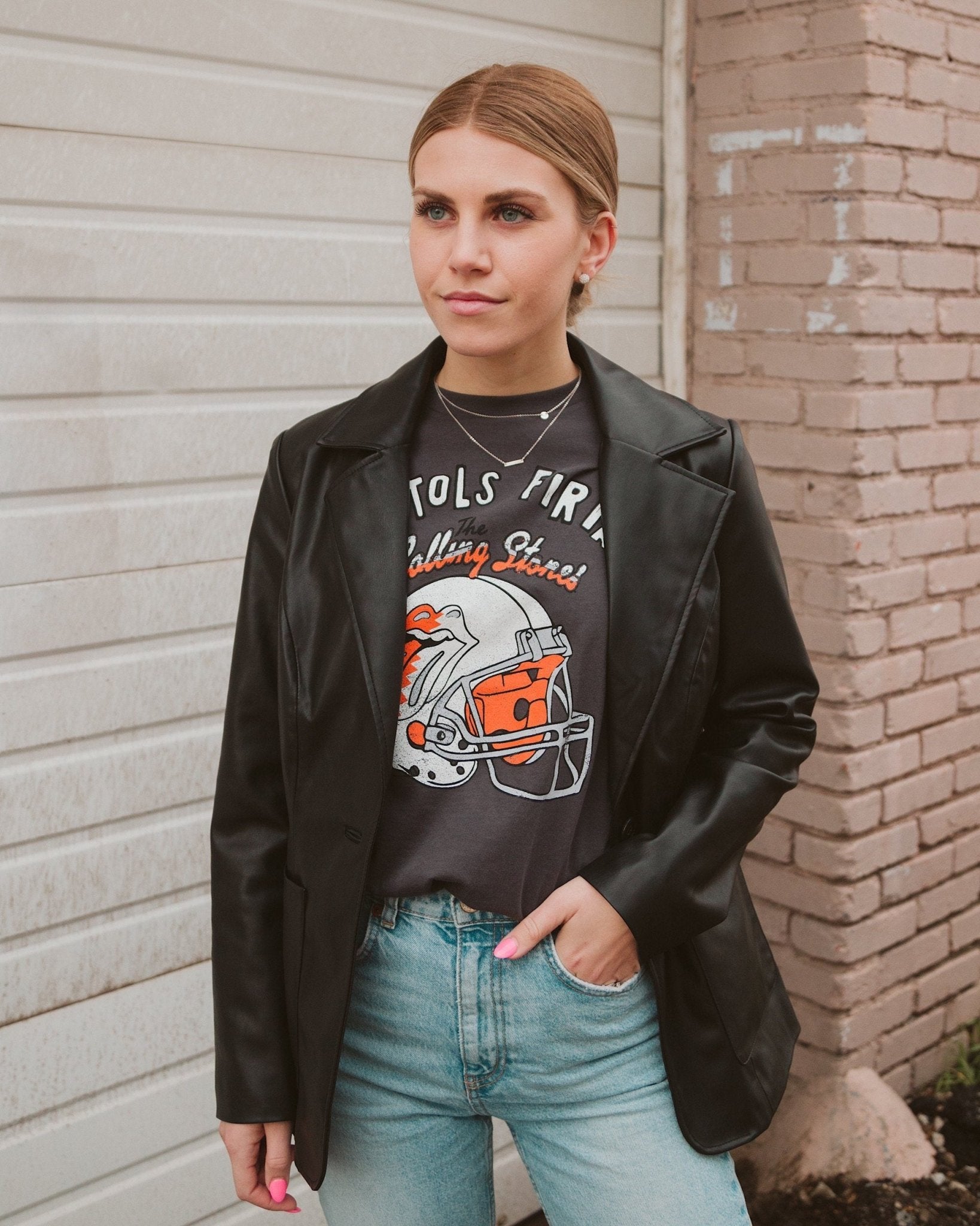 Rolling Stones OSU Helmet Lick Dark Gray Tee - shoplivylu