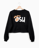 Rolling Stones OSU Inside Lick Puff Ink Black Cropped Raglan - shoplivylu