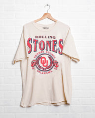 Rolling Stones OU College Seal Off White Thrifted Tee - shoplivylu