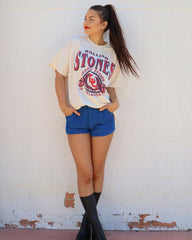 Rolling Stones OU College Seal Off White Thrifted Tee - shoplivylu