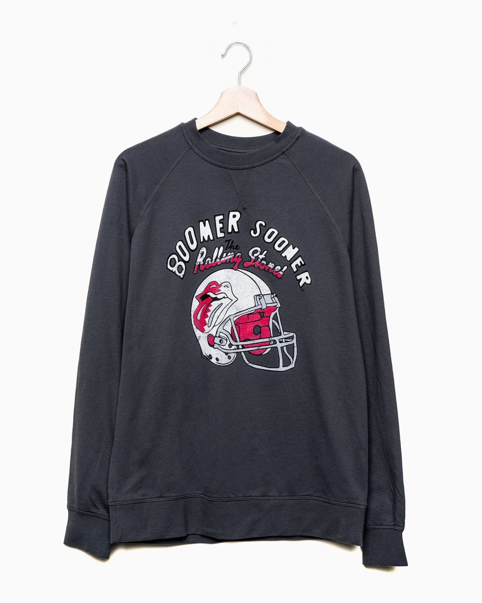 Rolling Stones OU Helmet Lick Dark Gray Sweatshirt - shoplivylu