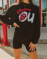 Rolling Stones OU Inside Lick Puff Ink Black Cropped Raglan - shoplivylu