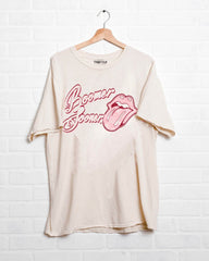 Rolling Stones OU Malibu Puff Ink Off White Thrifted Tee - shoplivylu
