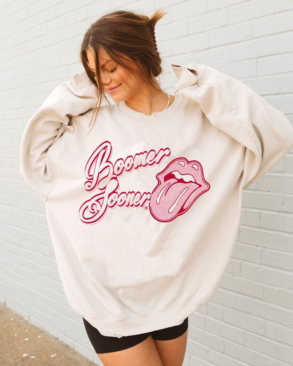 Rolling Stones OU Malibu Puff Ink Sand Thrifted Sweatshirt - shoplivylu