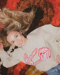 Rolling Stones OU Malibu Puff Ink Sand Thrifted Sweatshirt - shoplivylu