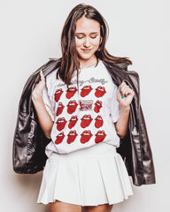 Rolling Stones OU Multi Lick White Tee - shoplivylu