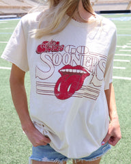 Rolling Stones OU Sooners Stoned Off White Thrifted Tee - shoplivylu