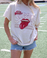 Rolling Stones OU Sooners Stoned Off White Thrifted Tee - shoplivylu