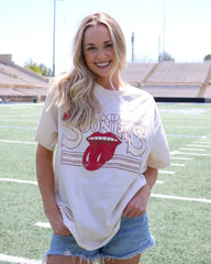 Rolling Stones OU Sooners Stoned Off White Thrifted Tee - shoplivylu