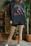 Rolling Stones Razorbacks Psych Black Oversized Crew Sweatshirt