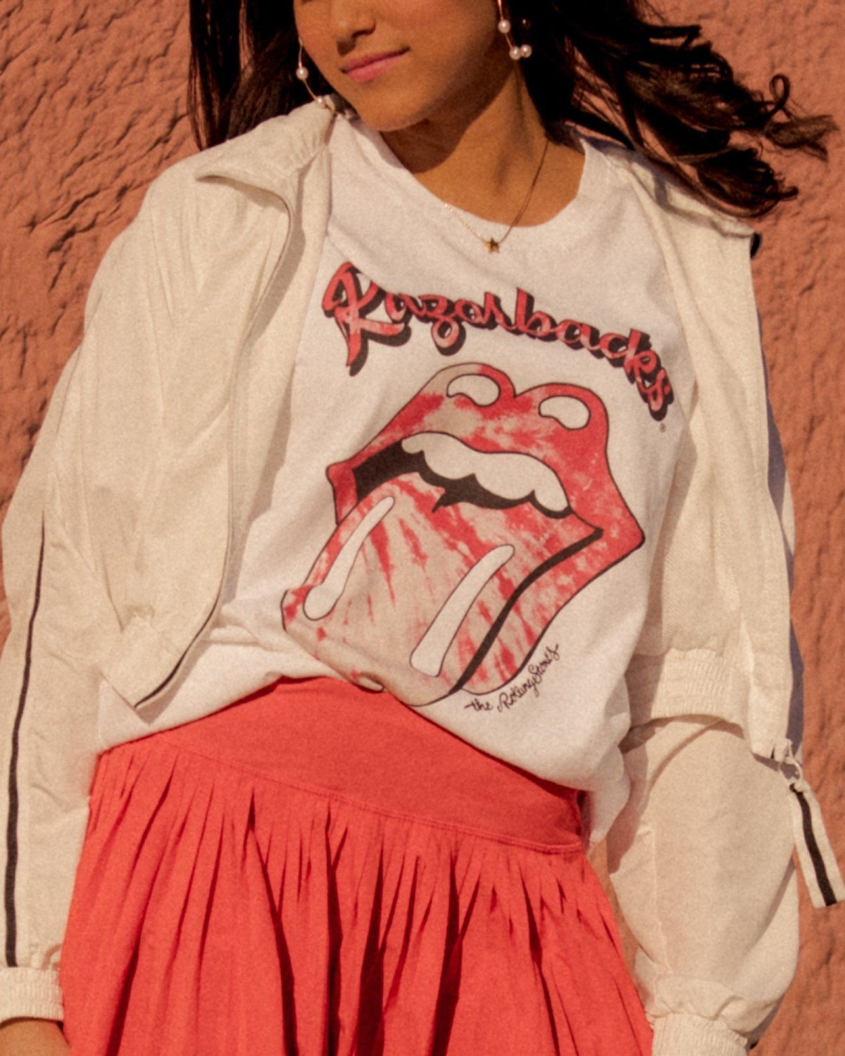 Rolling Stones Razorbacks Tie Dye Lick White Tee - shoplivylu