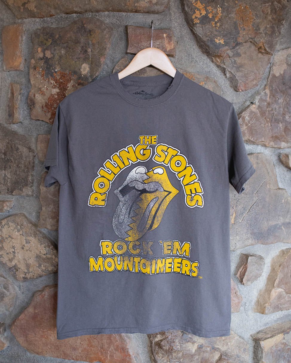 Rolling Stones Rock 'Em Mountaineers Charcoal Thrifted Tee - shoplivylu