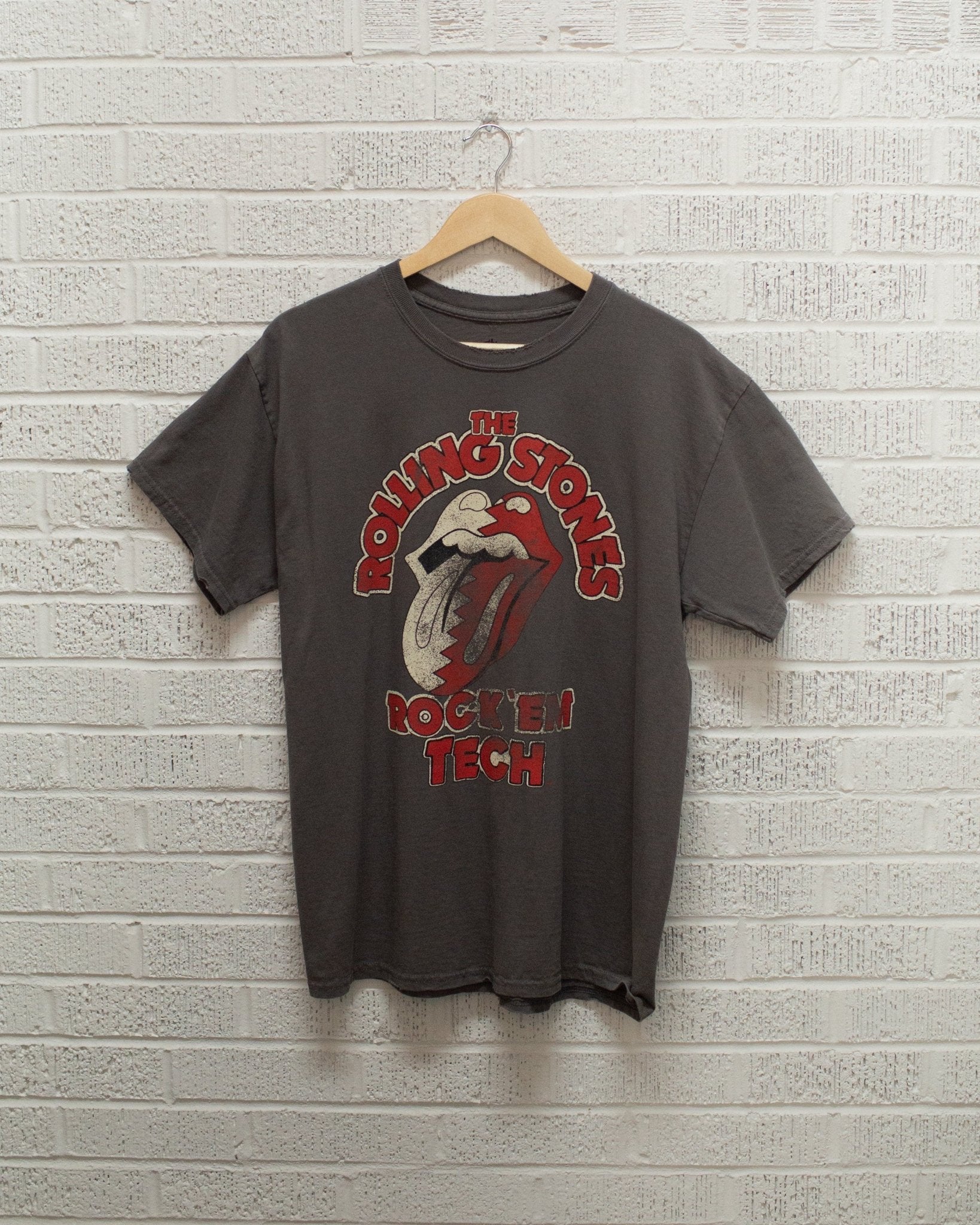 Rolling Stones Rock 'Em Texas Tech Charcoal Thrifted Tee - shoplivylu
