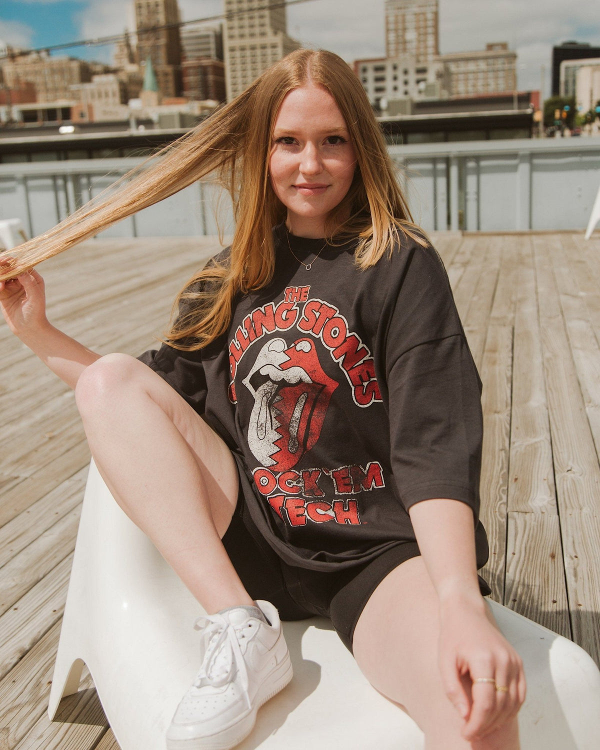Rolling Stones Rock 'Em Texas Tech Off Black Oversized Tee - shoplivylu