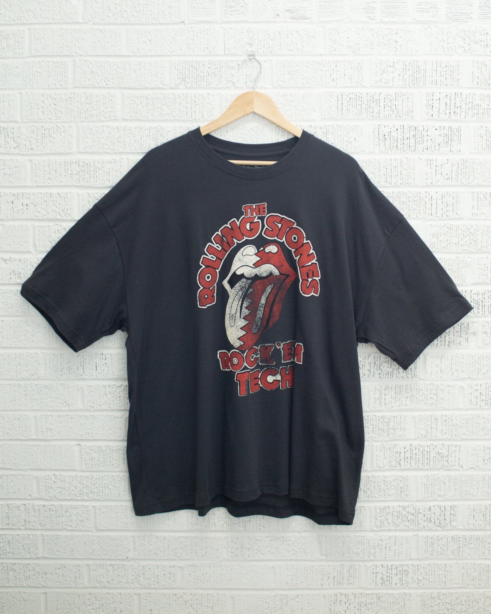 Rolling Stones Rock 'Em Texas Tech Off Black Oversized Tee - shoplivylu