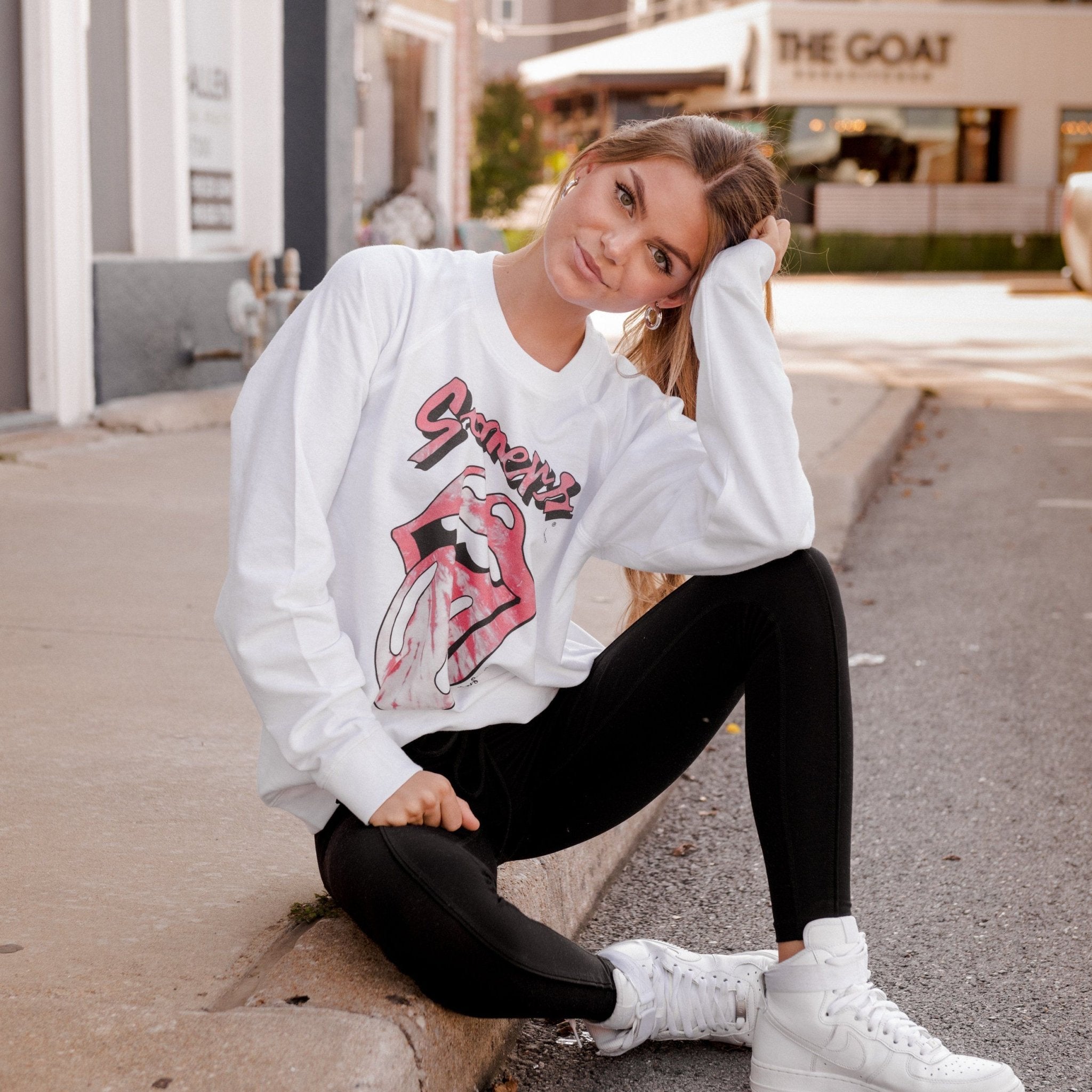 Rolling Stones Sooners Tie Dye Lick White Sweatshirt - shoplivylu