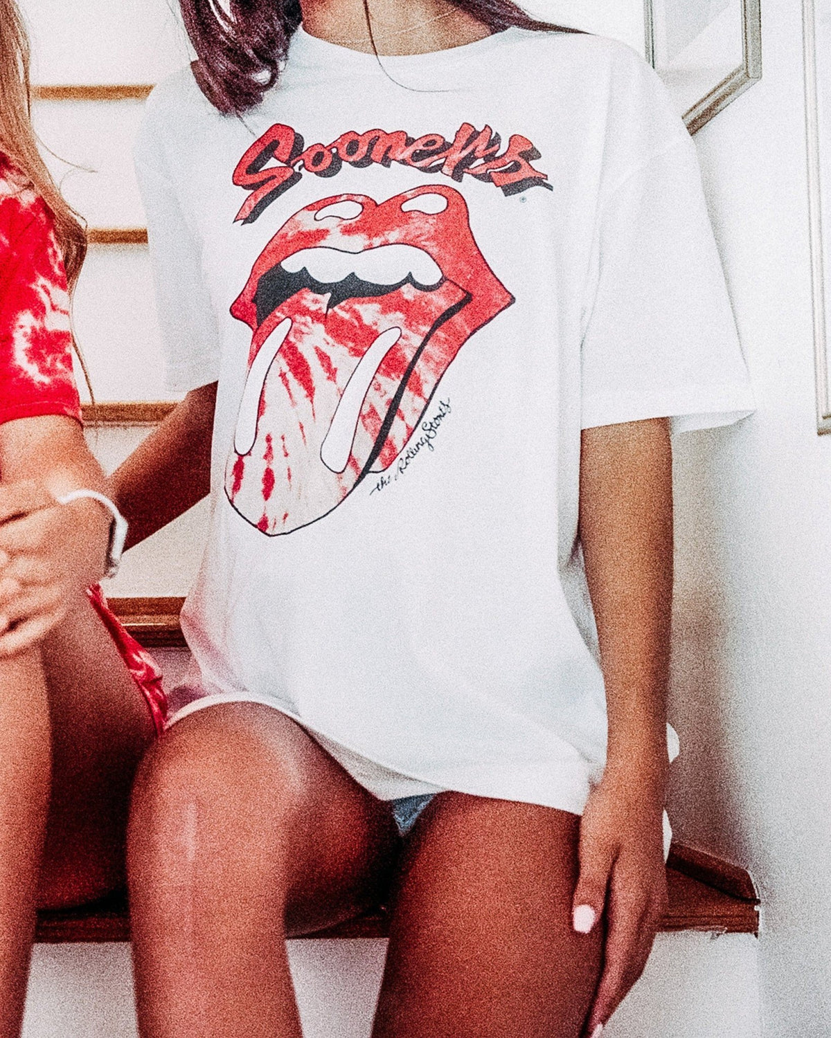 Rolling Stones Sooners Tie Dye Lick White Tee - shoplivylu
