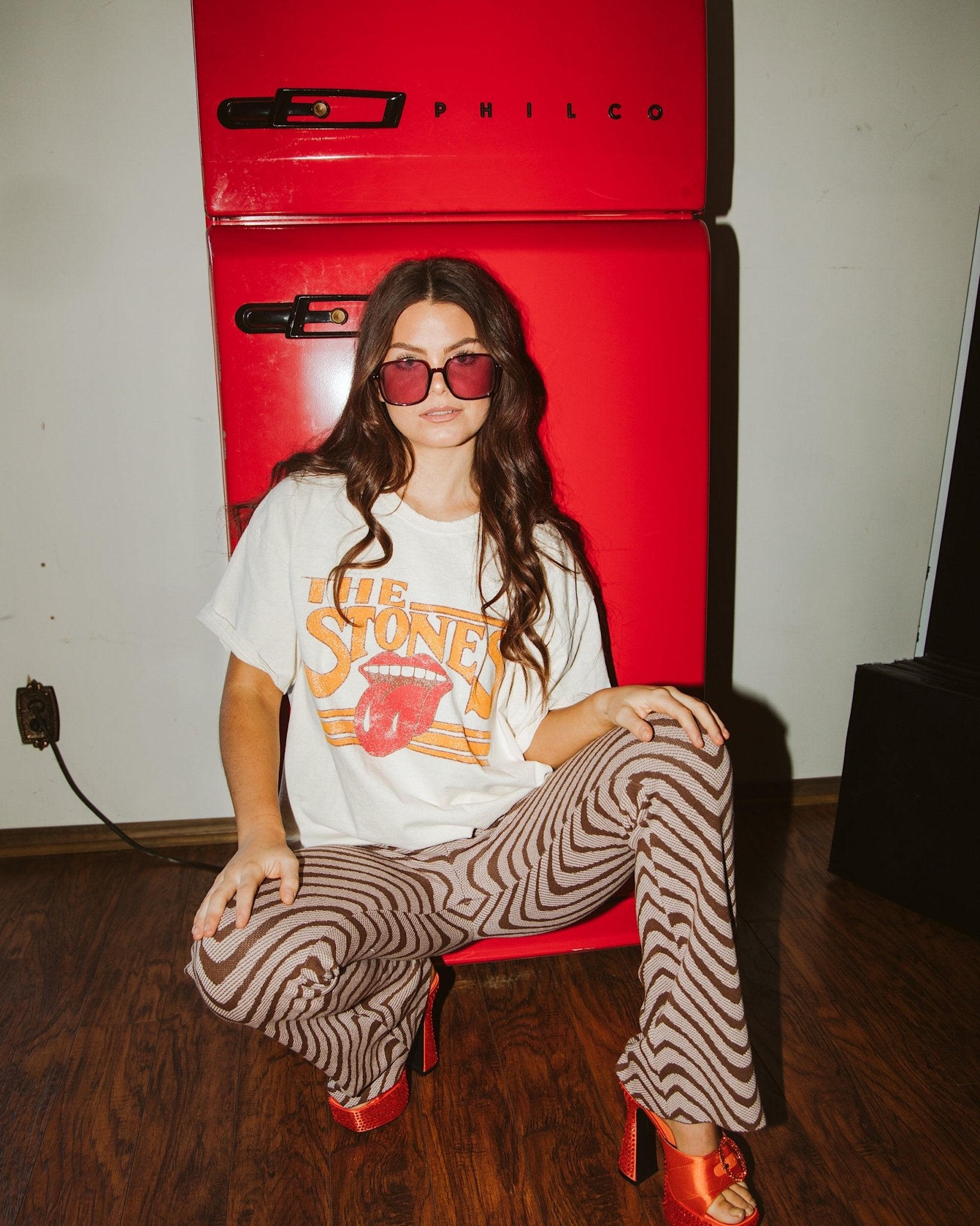 Rolling Stones Stoned Off White Thrifted Distressed Tee - shoplivylu