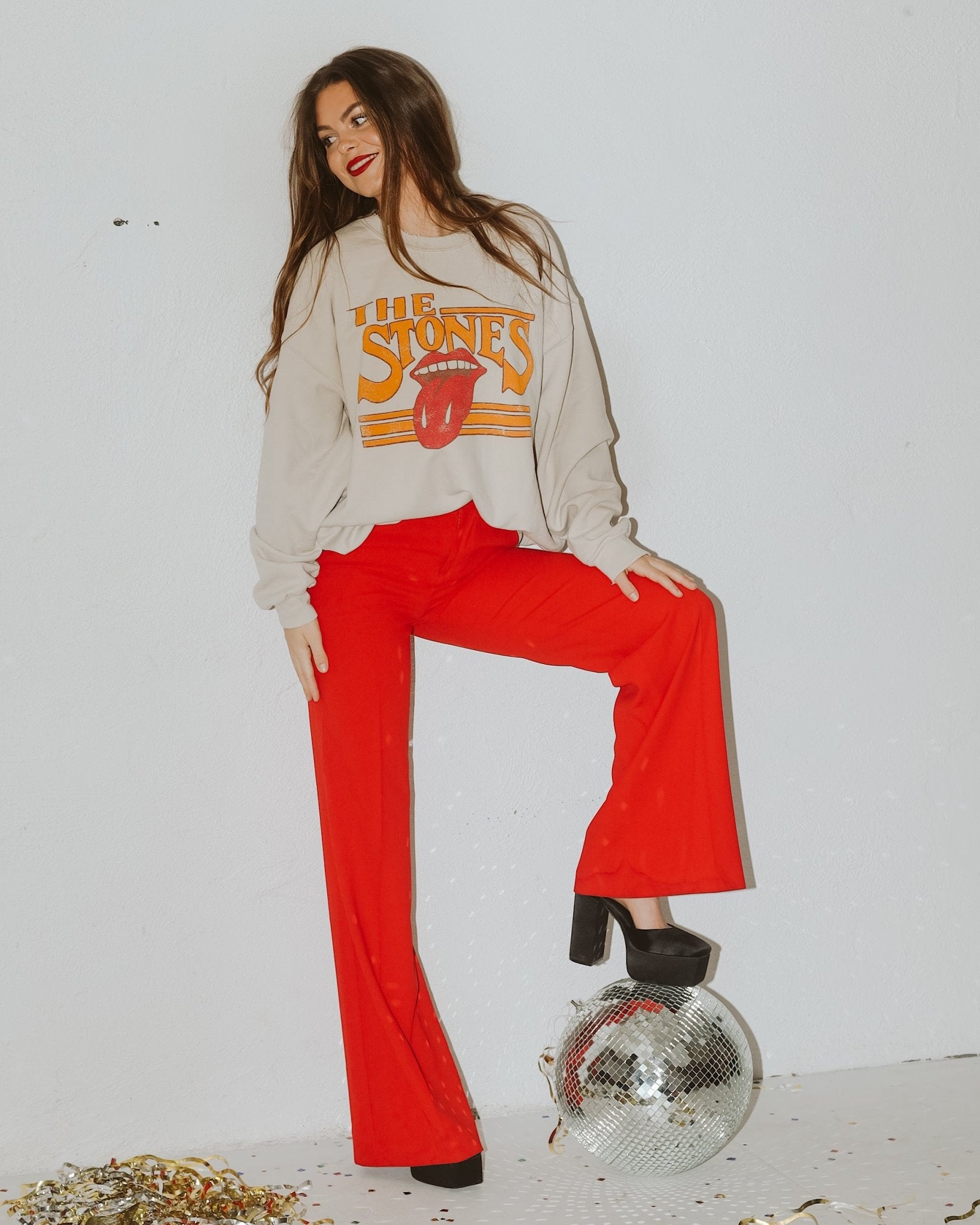 Rolling Stones Stoned Sand Thrifted Sweatshirt - shoplivylu