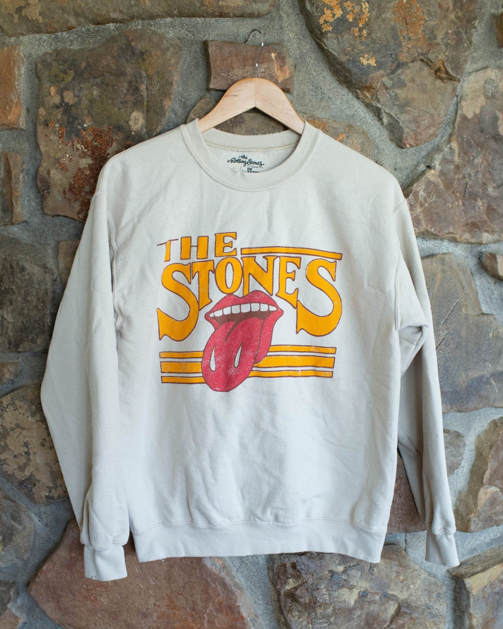 Rolling Stones Stoned Sand Thrifted Sweatshirt - shoplivylu